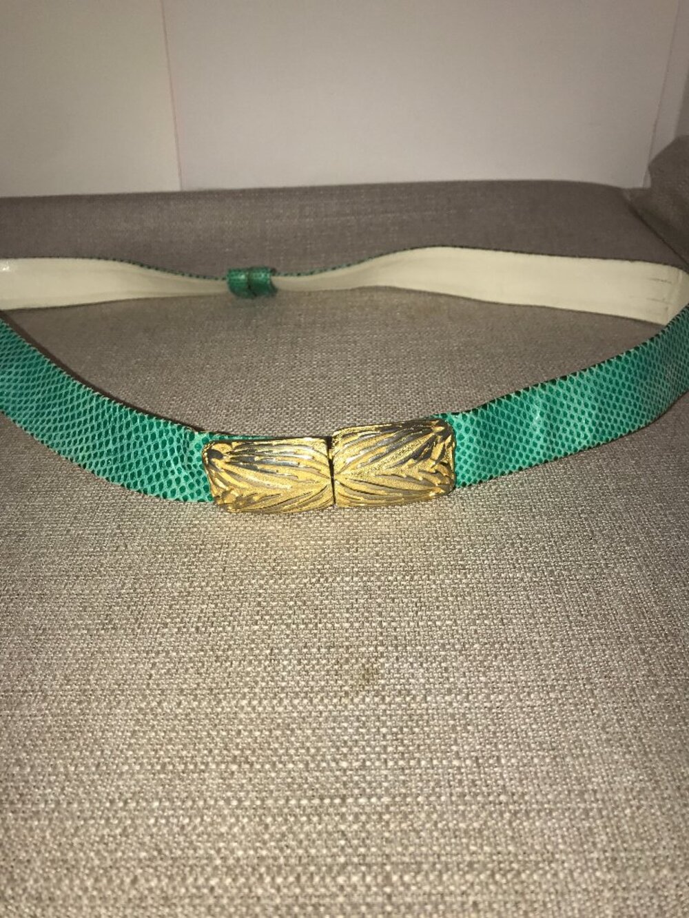 Vtg Judith Leiber Turquoise Snakeskin Fancy Buckle Belt OS